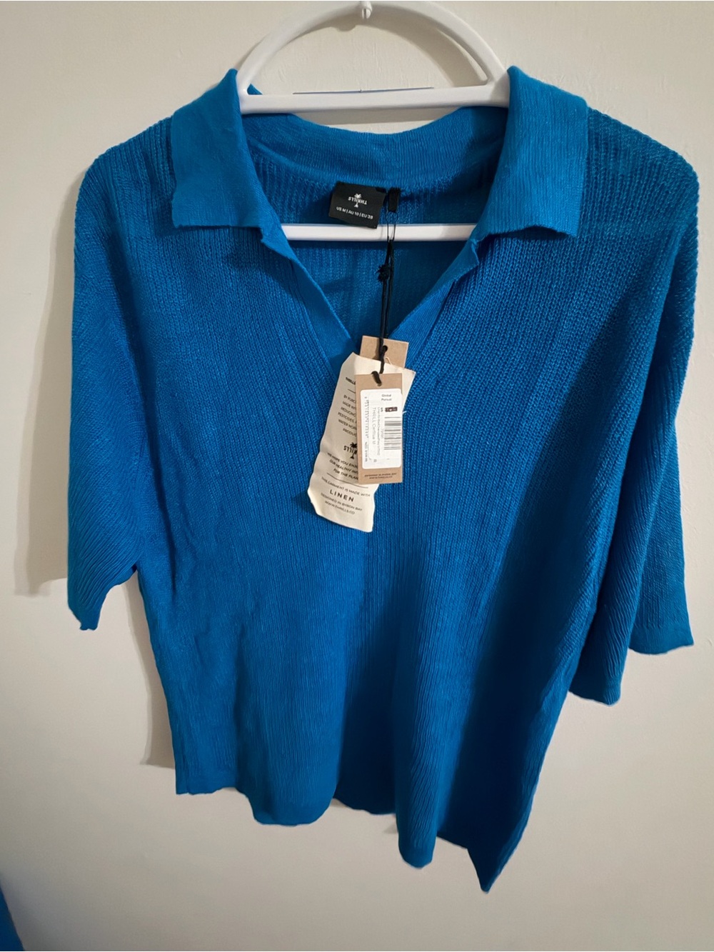 Thrills Linen Collared Knit Top Size M NWT